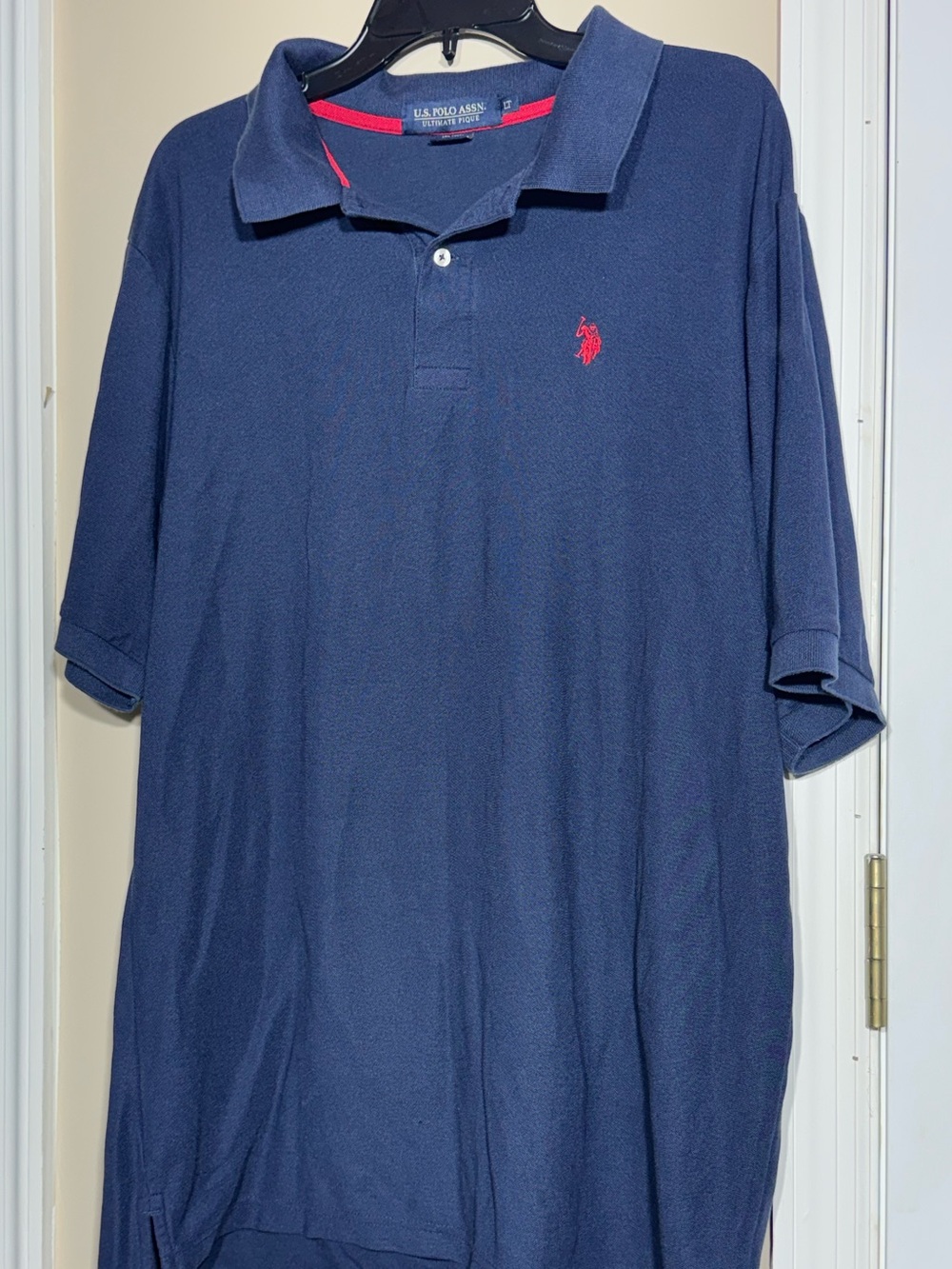 U.S. Polo Assn. Navy Polo Ultimate Pique Tag with Red Logo Size LT